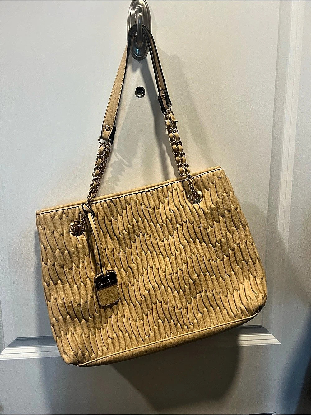 Jessica Simpson Ruched Shoulder Bag in Beige Like New